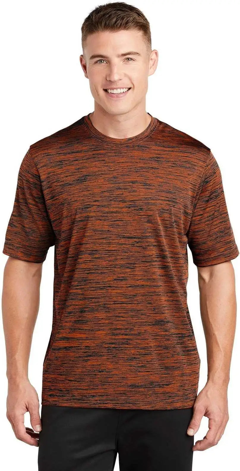 Sport-tek St390 Posicharge Electric Heather Tee - Deep Orange-black