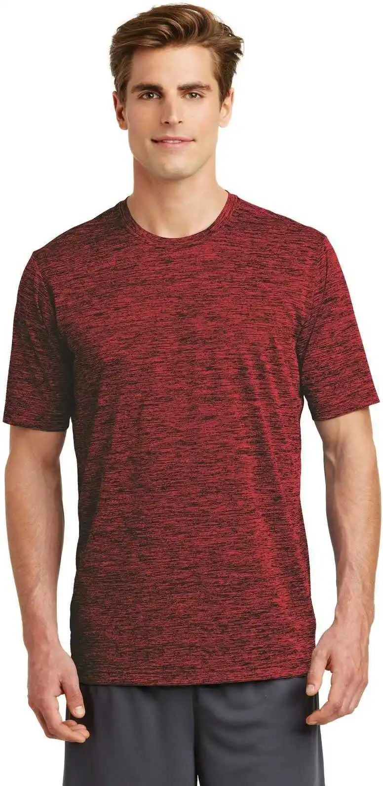 Sport-tek St390 Posicharge Electric Heather Tee - Deep Red-black