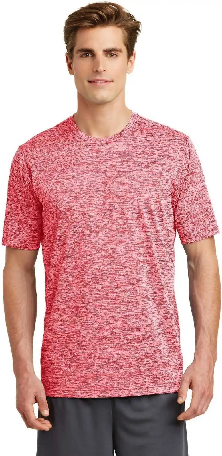 Sport Tek St390 Posicharge Electric Heather Tee Deep Red