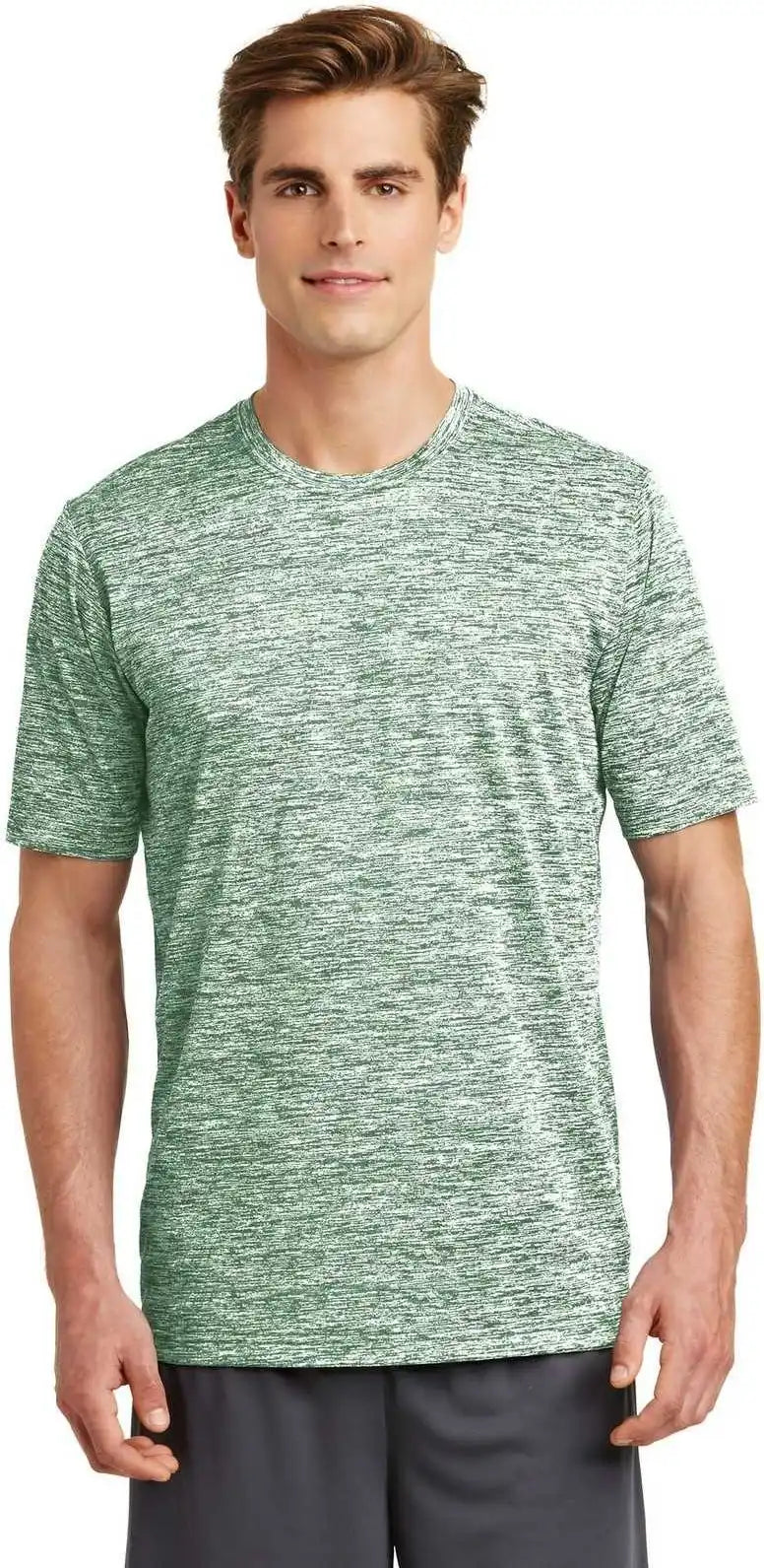 Sport Tek St390 Posicharge Electric Heather Tee Forest Green