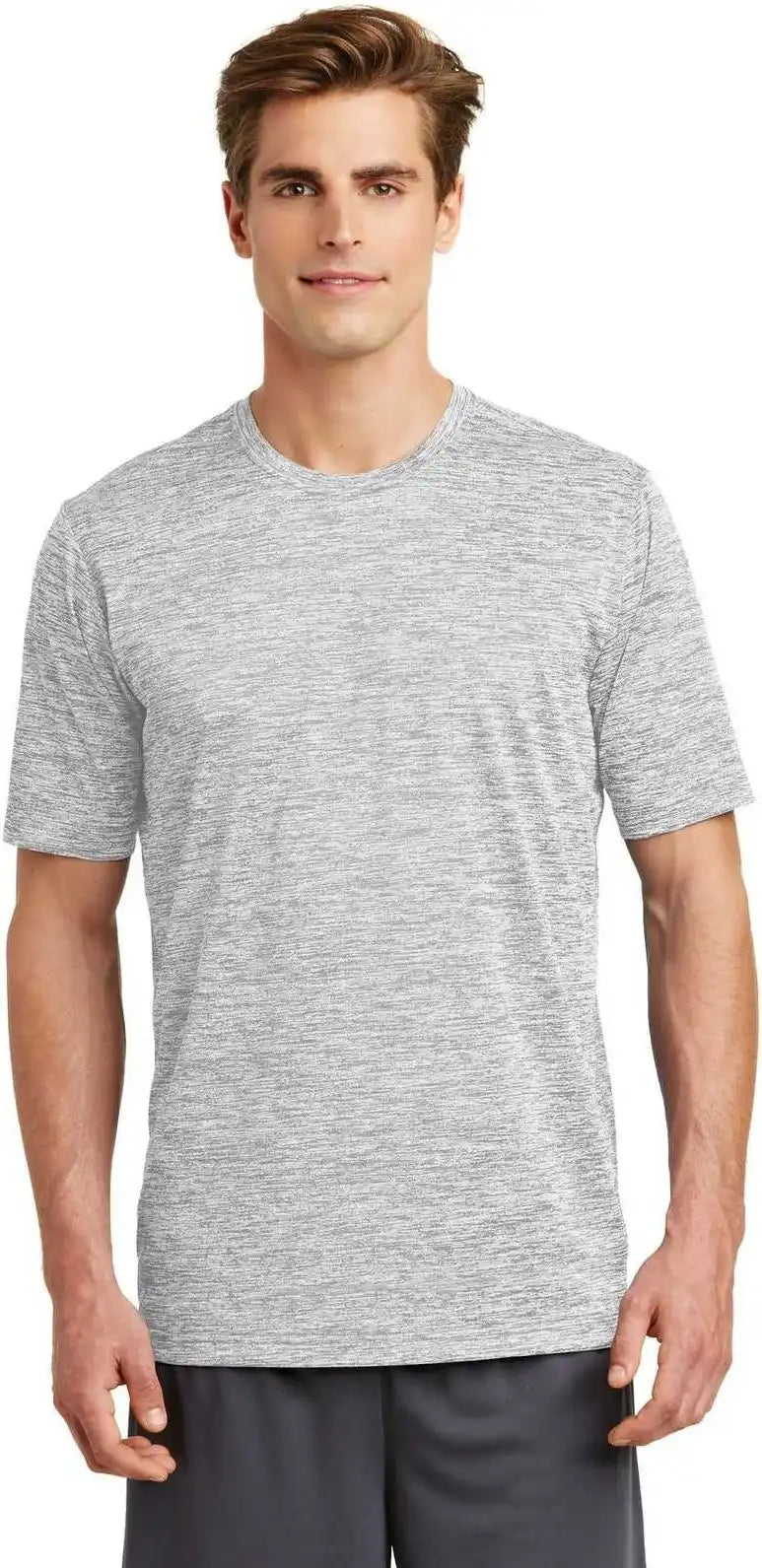 Sport Tek St390 Posicharge Electric Heather Tee Silver