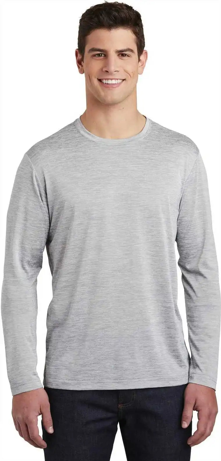 Sport Tek St390ls Posicharge Long Sleeve Electric Heather Tee Silver