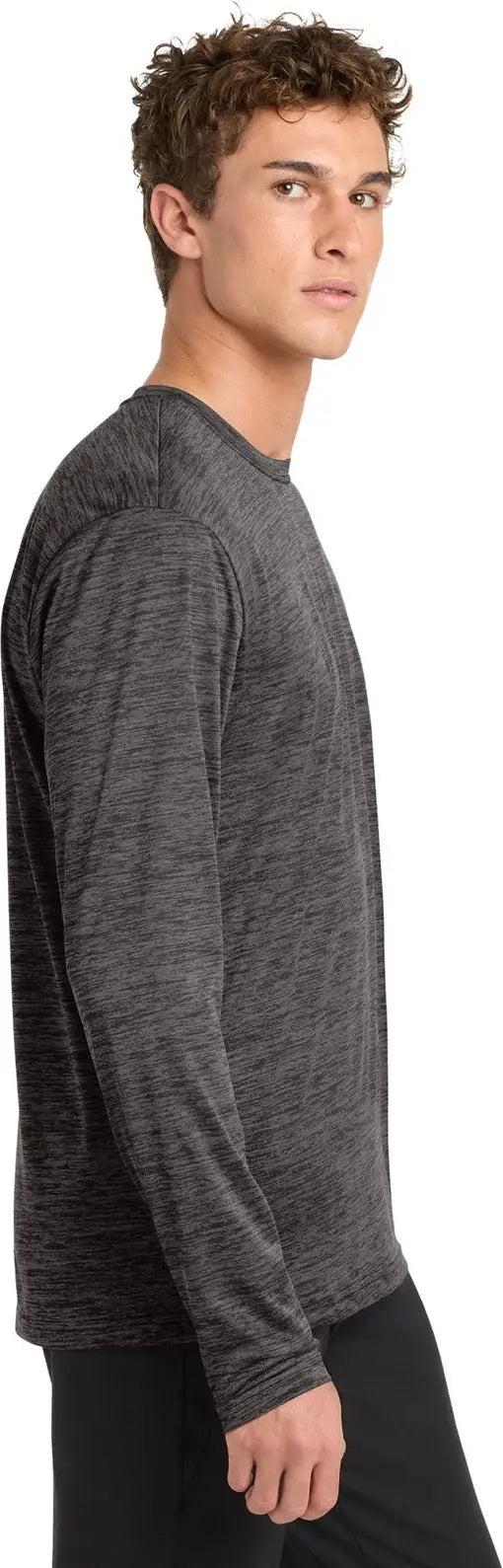 Sport-tek St390ls Posicharge Long Sleeve Electric Heather Tee - Gray-black