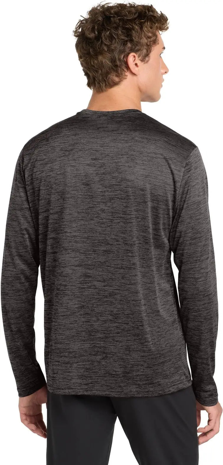 Sport-tek St390ls Posicharge Long Sleeve Electric Heather Tee - Gray-black