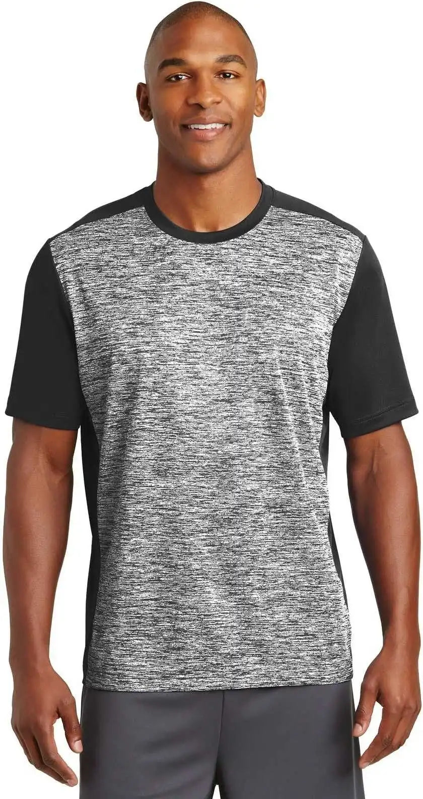 Sport-tek St395 Posicharge Electric Heather Colorblock Tee - Black