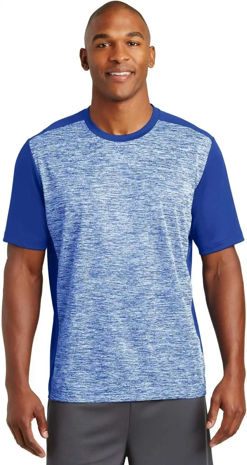 Sport-tek St395 Posicharge Electric Heather Colorblock Tee - True Royal