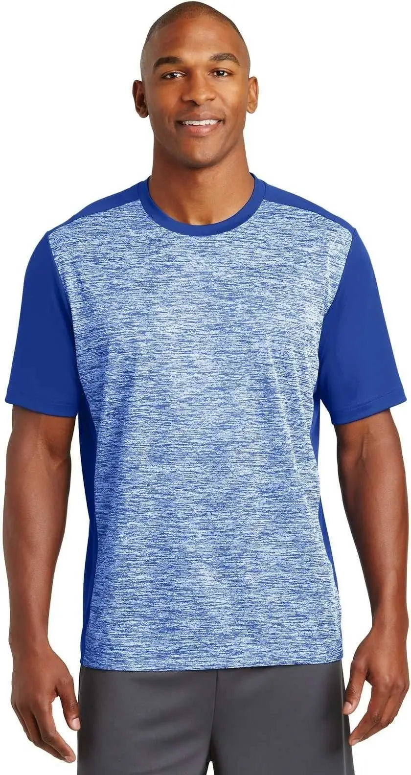 Sport-tek St395 Posicharge Electric Heather Colorblock Tee - True Royal