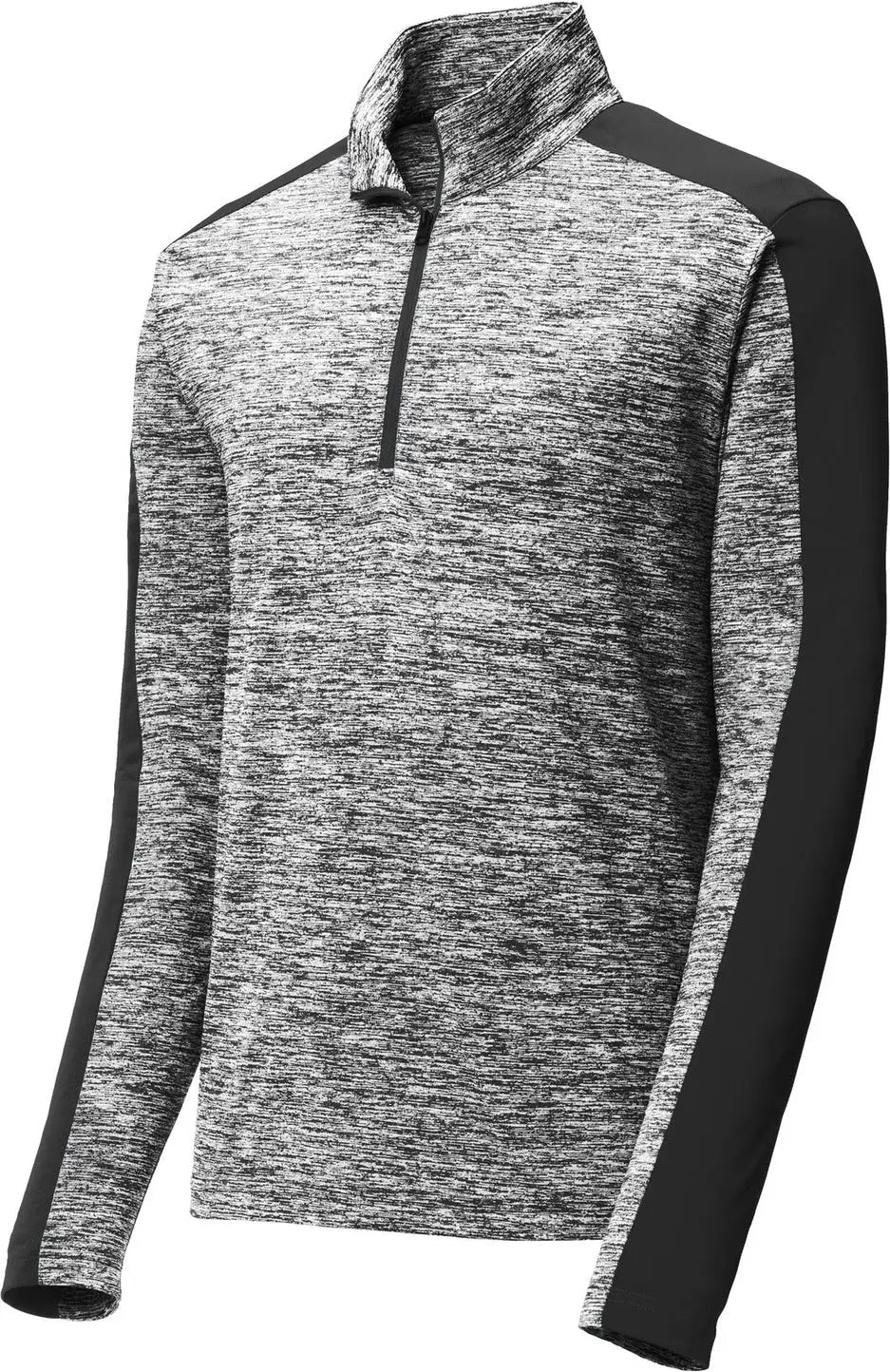 Sport-tek St397 Posicharge Electric Heather Colorblock 1/4-zip Pullover - Black