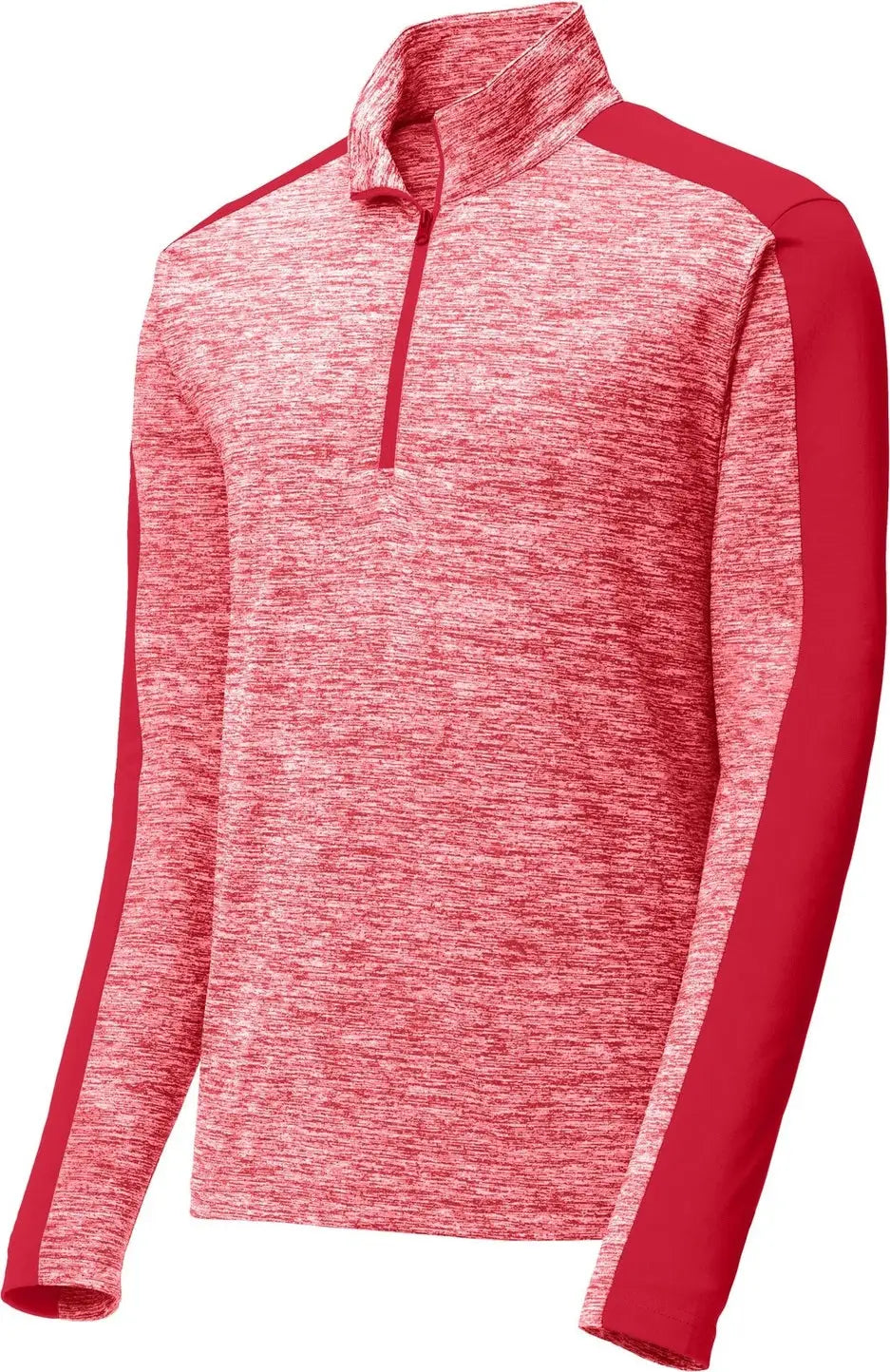 Sport-tek St397 Posicharge Electric Heather Colorblock 1/4-zip Pullover - Deep Red