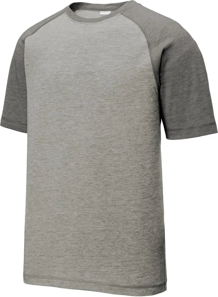 Sport-tek St400 Posicharge Tri-blend Wicking Raglan Tee - Dark Gray Heather Light