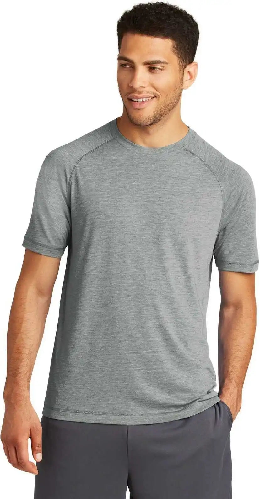 Sport-tek St400 Posicharge Tri-blend Wicking Raglan Tee - Dark Gray Heather
