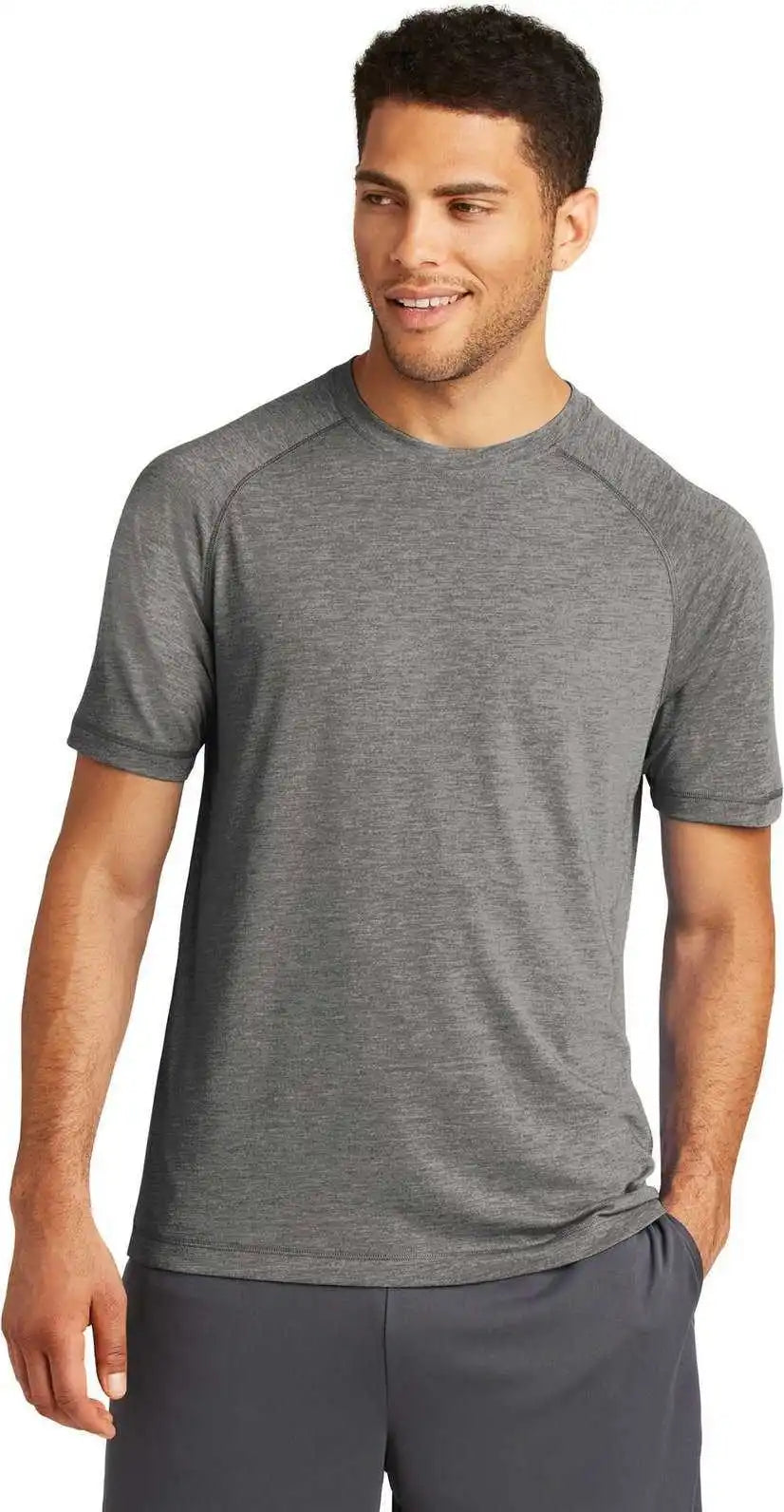 Sport-tek St400 Posicharge Tri-blend Wicking Raglan Tee - Dark Grey Heather