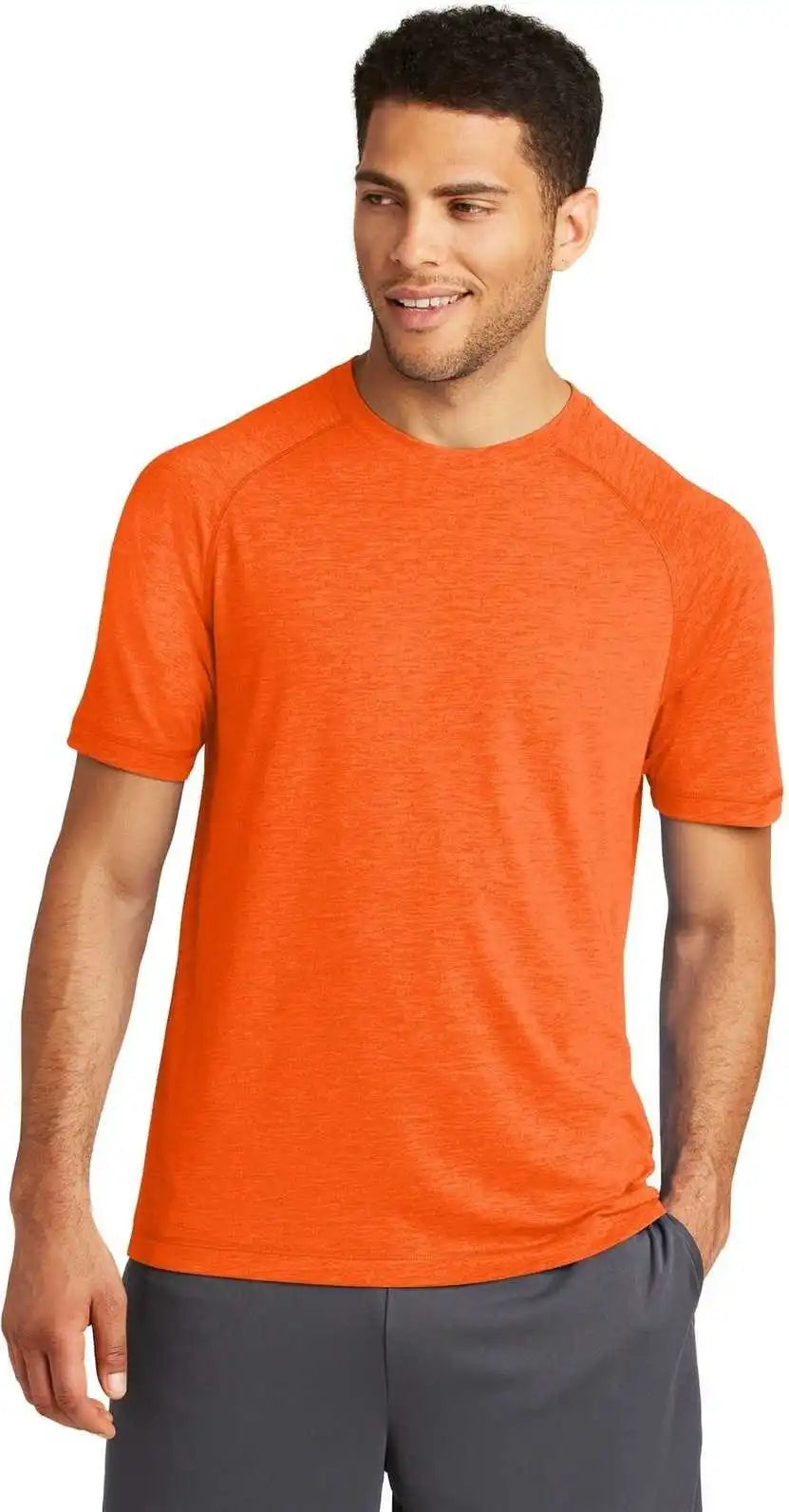 Sport Tek St400 Posicharge Tri Blend Wicking Raglan Tee Deep Orange Heather