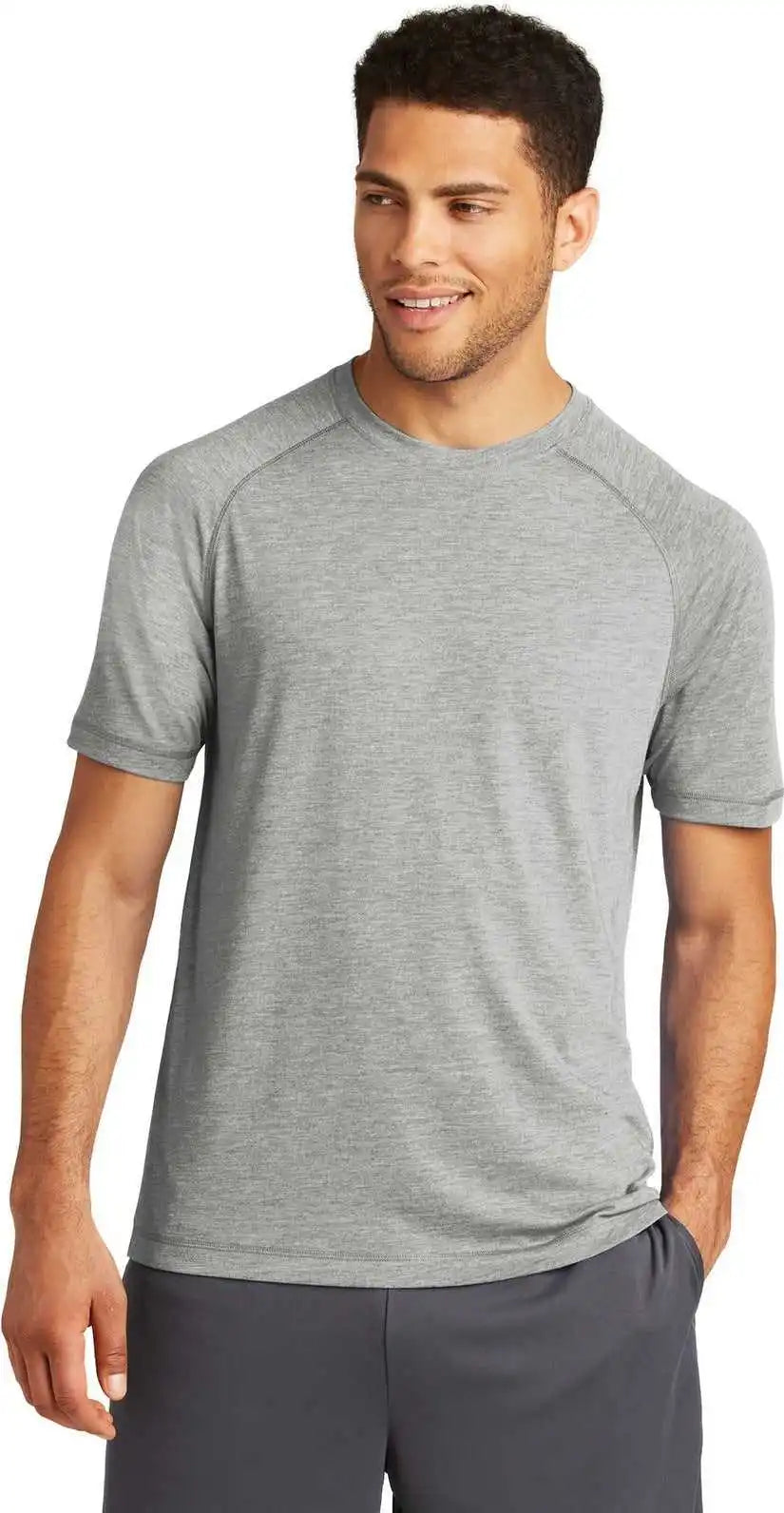 Sport-tek St400 Posicharge Tri-blend Wicking Raglan Tee - Light Grey Heather