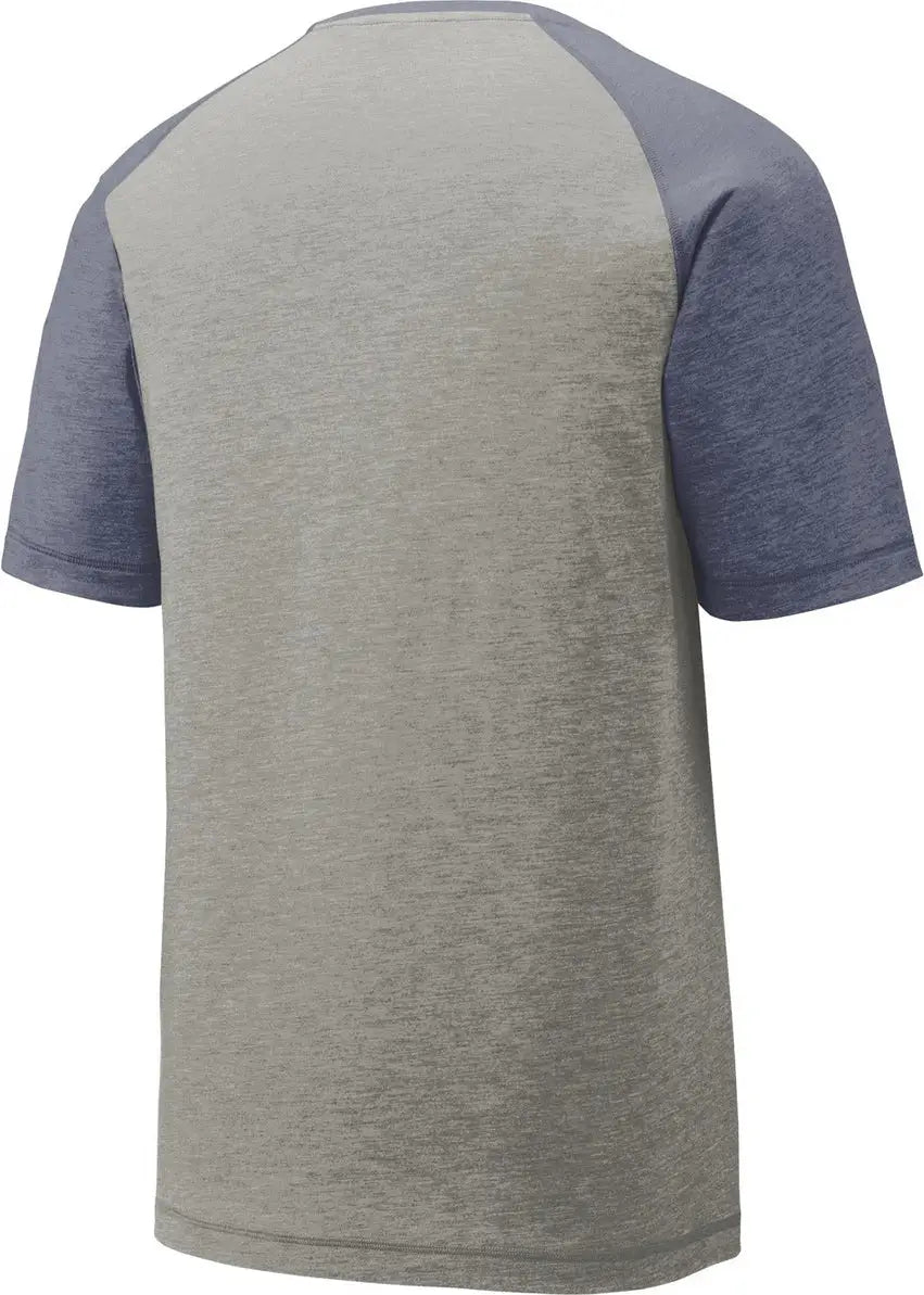 Sport-tek St400 Posicharge Tri-blend Wicking Raglan Tee - True Navy Heather Light Gray - Heather/ / Adult Xs