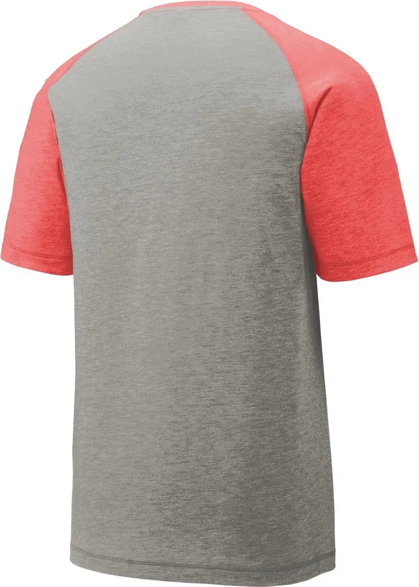 Sport-tek St400 Posicharge Tri-blend Wicking Raglan Tee - True Red Heather Light Gray