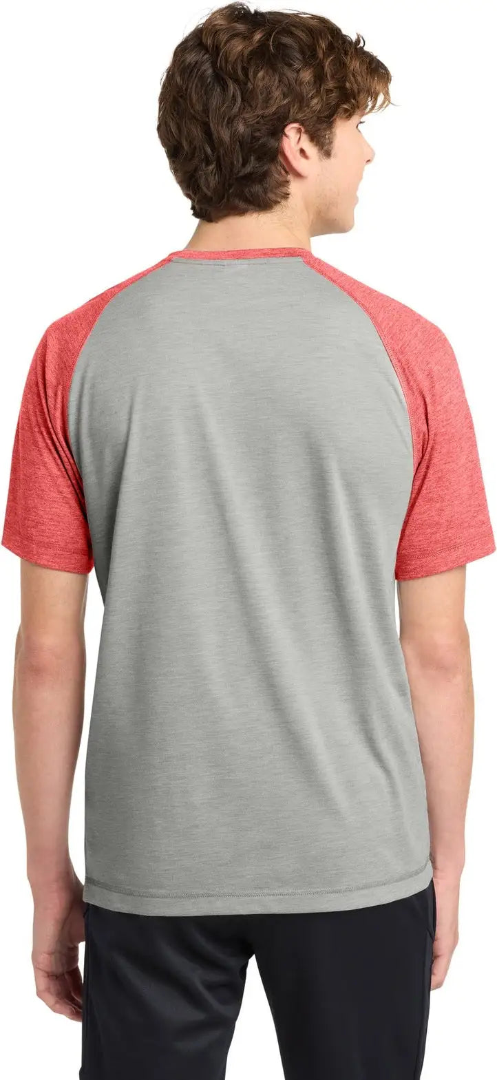 Sport-tek St400 Posicharge Tri-blend Wicking Raglan Tee - True Red Heather Light Gray