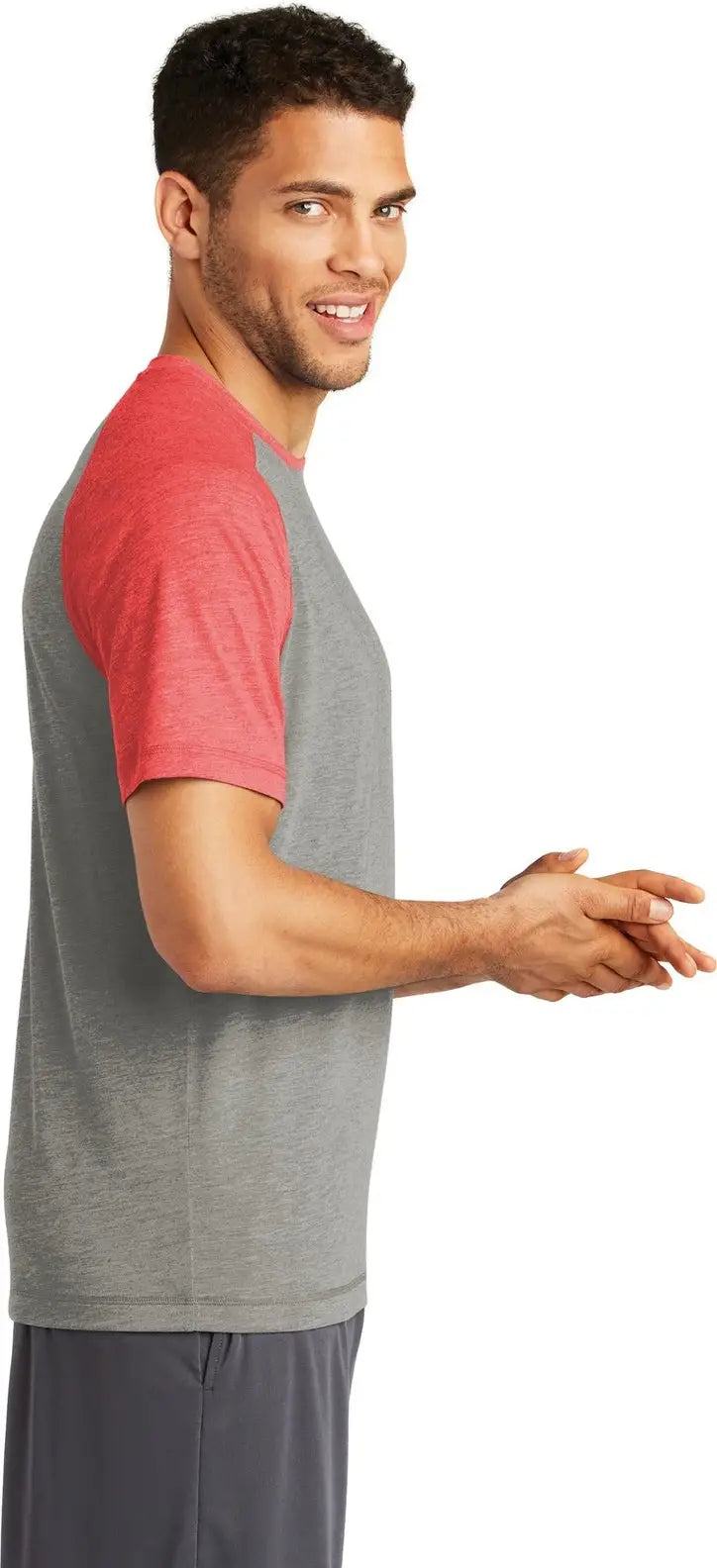 Sport-tek St400 Posicharge Tri-blend Wicking Raglan Tee - True Royal Heather Light Gray