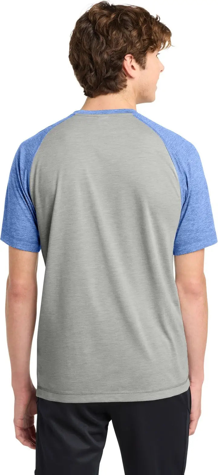 Sport-tek St400 Posicharge Tri-blend Wicking Raglan Tee - True Royal Heather Light Gray