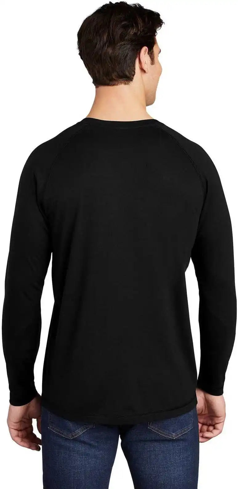 Sport Tek St400ls Posicharge Long Sleeve Tri Blend Wicking Raglan Black Triad Solid