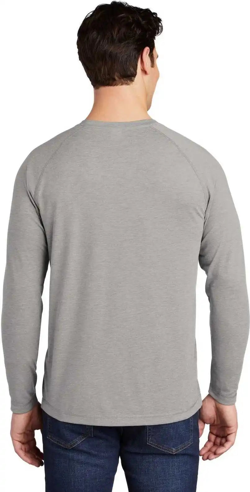 Sport Tek St400ls Posicharge Long Sleeve Tri Blend Wicking Raglan Light Gray Heather