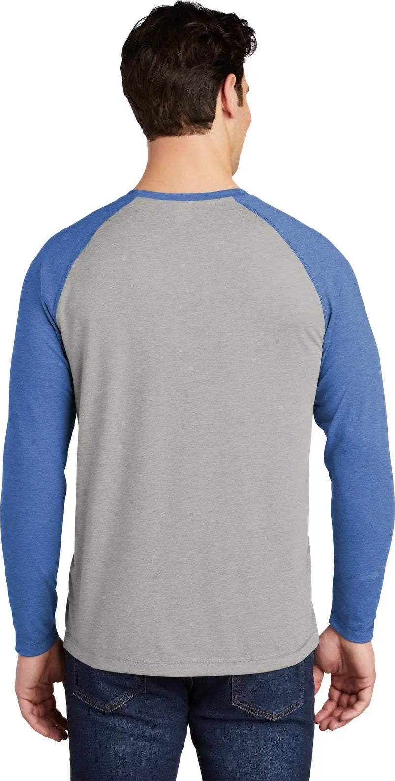Sport-tek St400ls Posicharge Long Sleeve Tri-blend Wicking Raglan Tee - True Royal Heather Light Gray