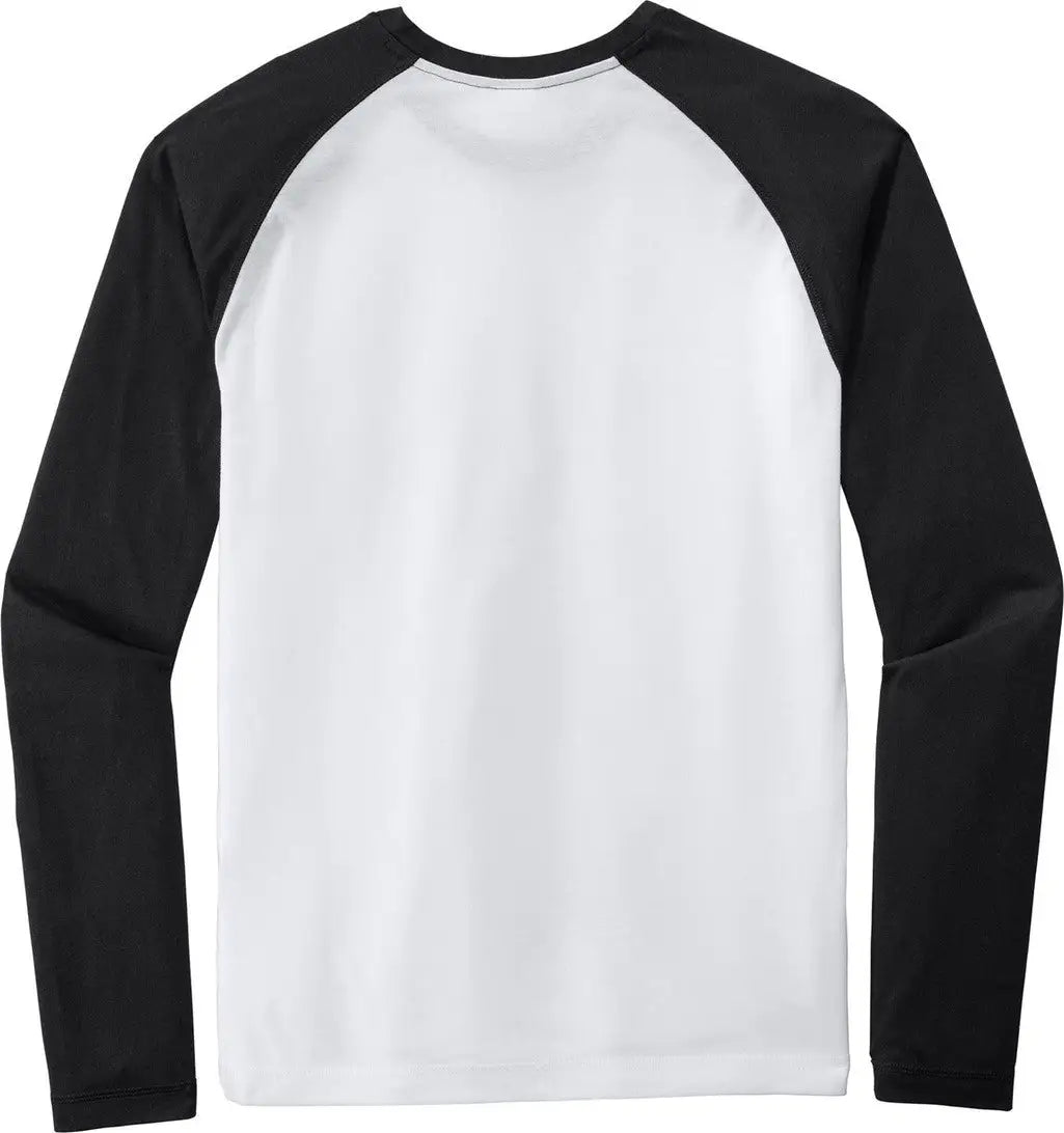 Sport-tek St400ls Posicharge Long Sleeve Tri-blend Wicking Raglan Tee - Black Triad Solid White - Solid/ / Adult Xs