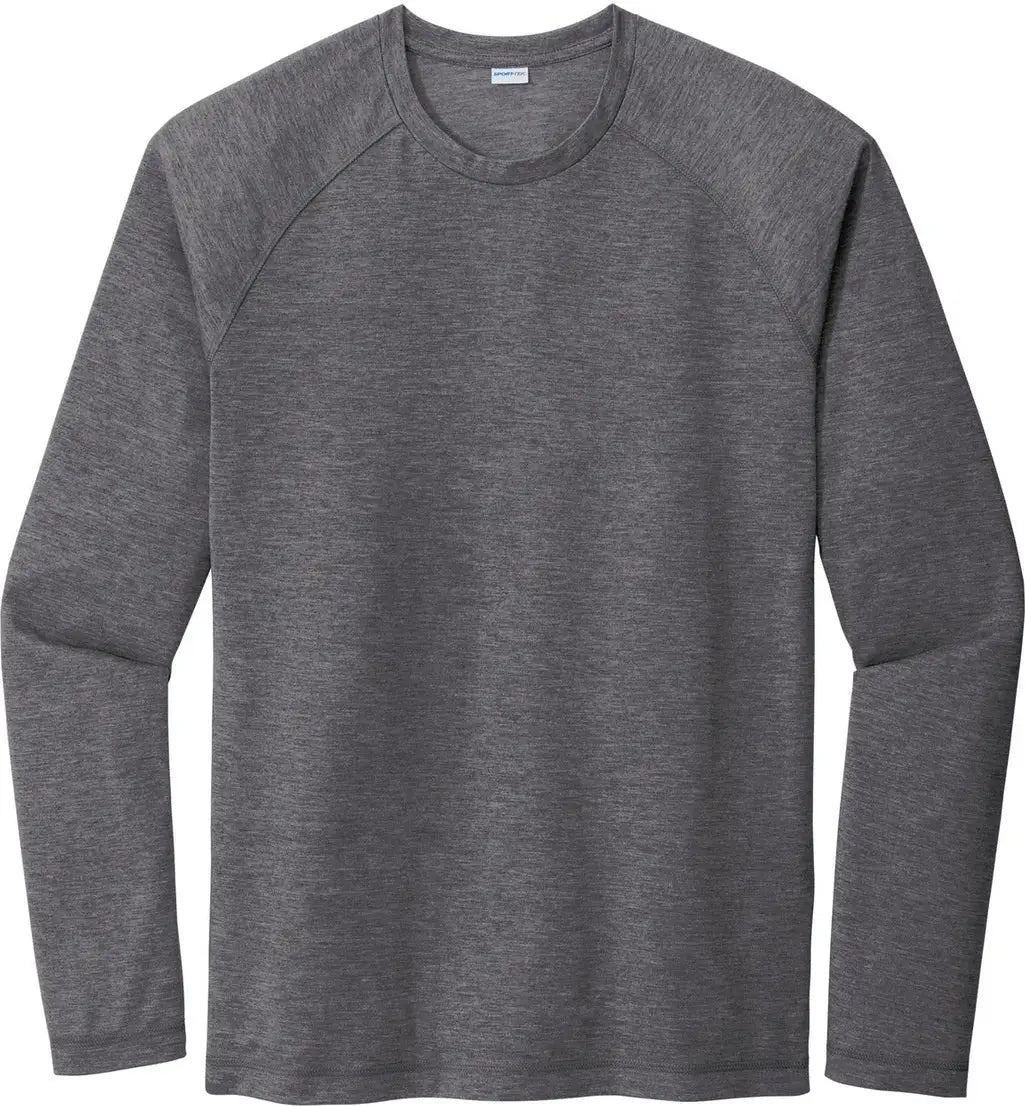 Sport-tek St400ls Posicharge Long Sleeve Tri-blend Wicking Raglan Tee - Dark Gray Heather