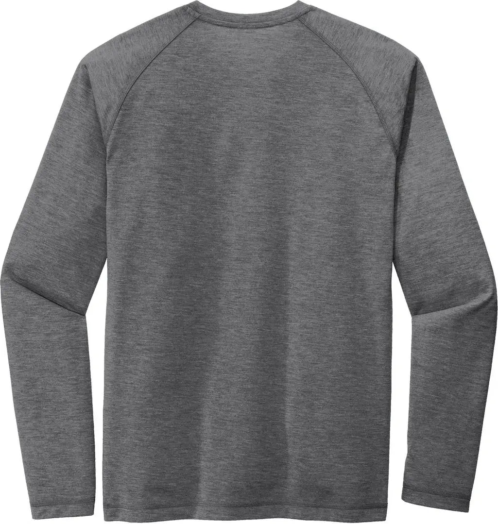 Sport-tek St400ls Posicharge Long Sleeve Tri-blend Wicking Raglan Tee - Dark Gray Heather - Adult Xs