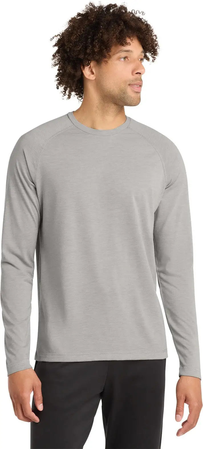 Sport-tek St400ls Posicharge Long Sleeve Tri-blend Wicking Raglan Tee - Light Gray Heather