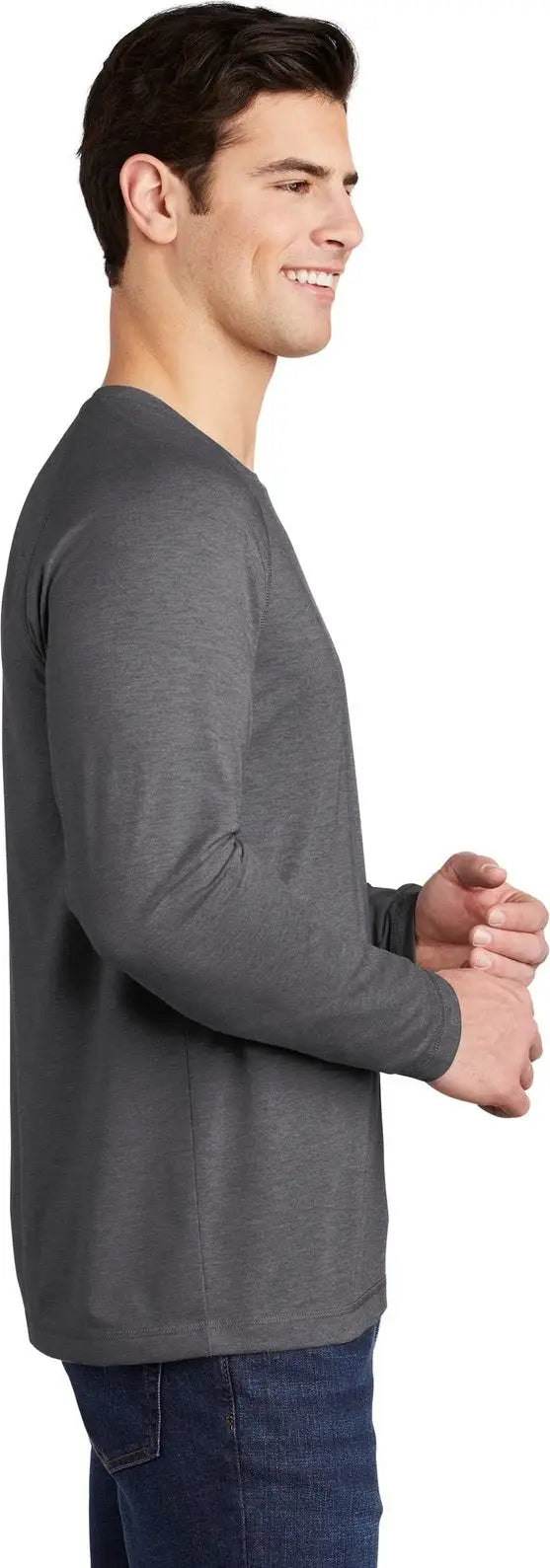 Sport-tek St400ls Posicharge Long Sleeve Tri-blend Wicking Raglan Tee - Dark Gray Heather