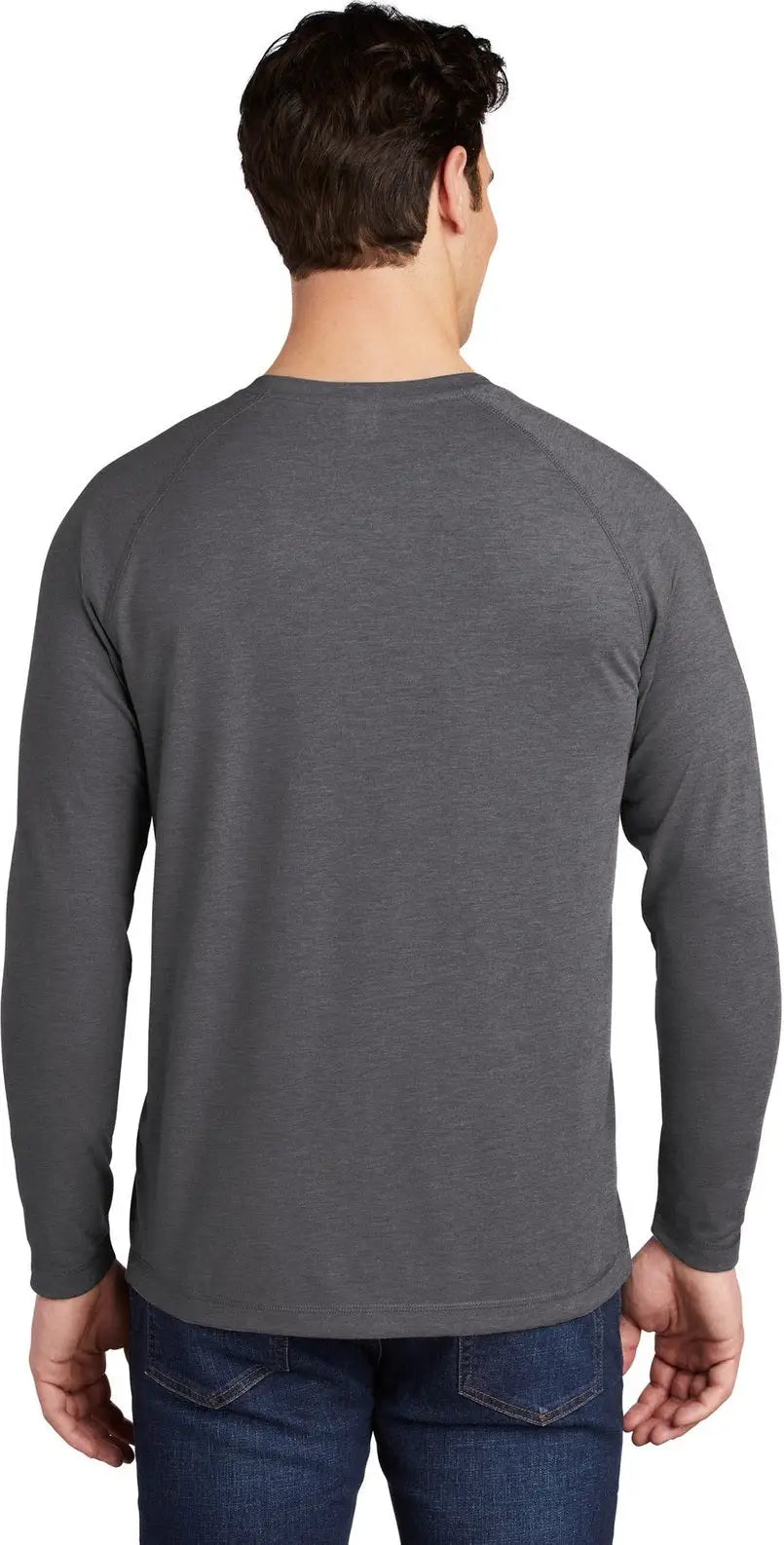 Sport-tek St400ls Posicharge Long Sleeve Tri-blend Wicking Raglan Tee - Dark Gray Heather