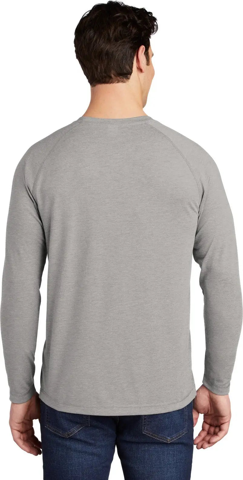 Sport-tek St400ls Posicharge Long Sleeve Tri-blend Wicking Raglan Tee - Light Gray Heather