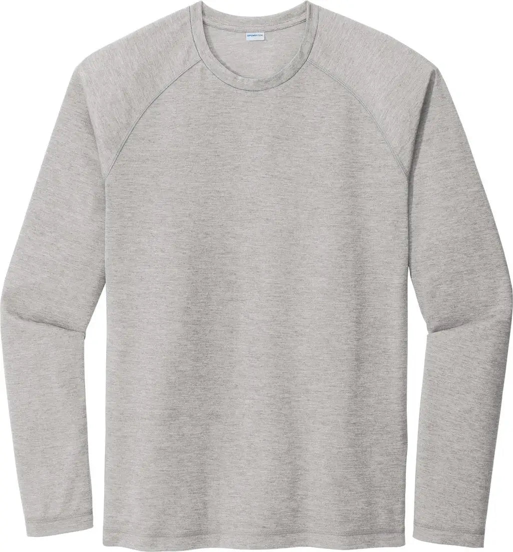 Sport-tek St400ls Posicharge Long Sleeve Tri-blend Wicking Raglan Tee - Light Gray Heather