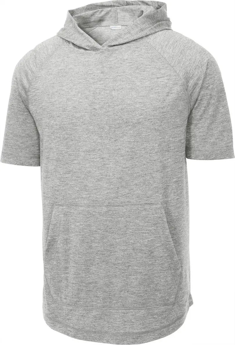 Sport-tek St404 Posicharge Tri-blend Wicking Short Sleeve Hoodie - Light Gray Heather