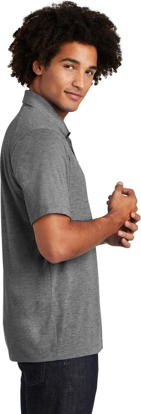 Sport-tek St405 Posicharge Tri-blend Wicking Polo - Dark Gray Heather