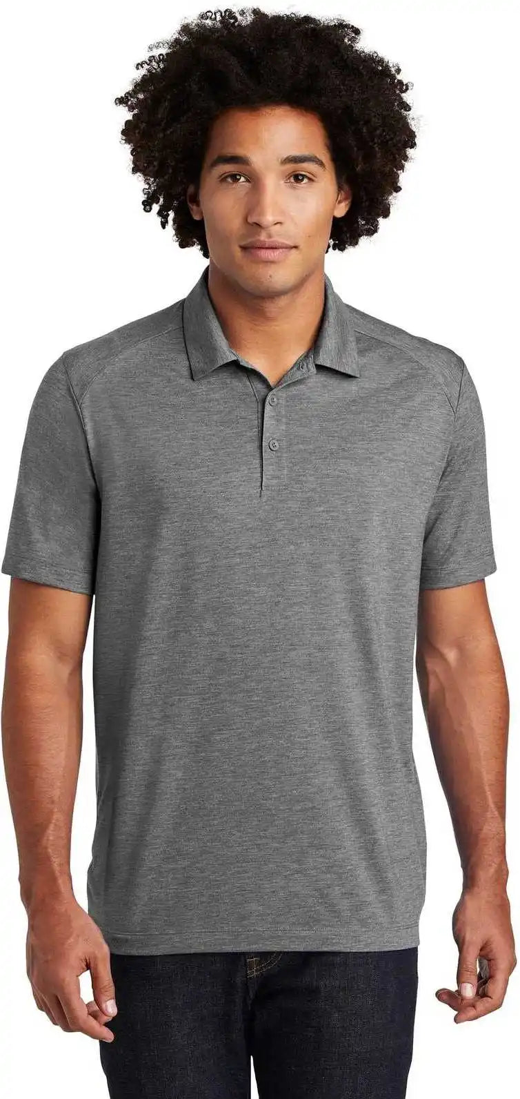 Sport Tek St405 Posicharge Tri Blend Wicking Polo Dark Gray Heather