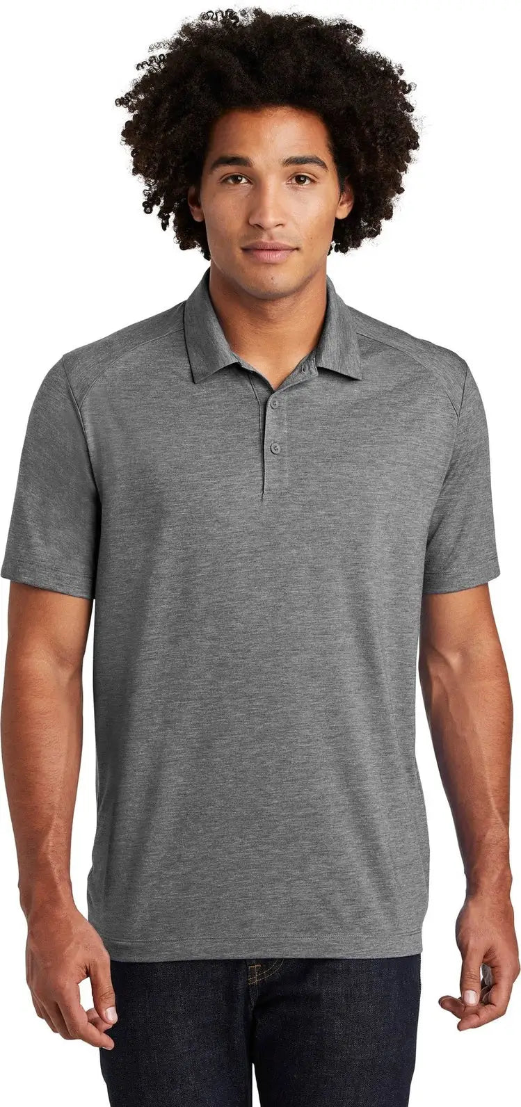 Sport-tek St405 Posicharge Tri-blend Wicking Polo - Dark Gray Heather - Adult Xs