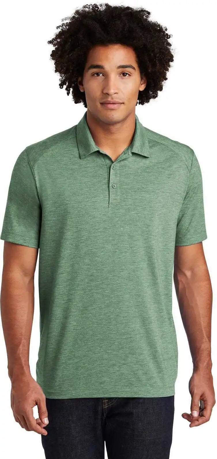 Sport Tek St405 Posicharge Tri Blend Wicking Polo Forest Green Heather