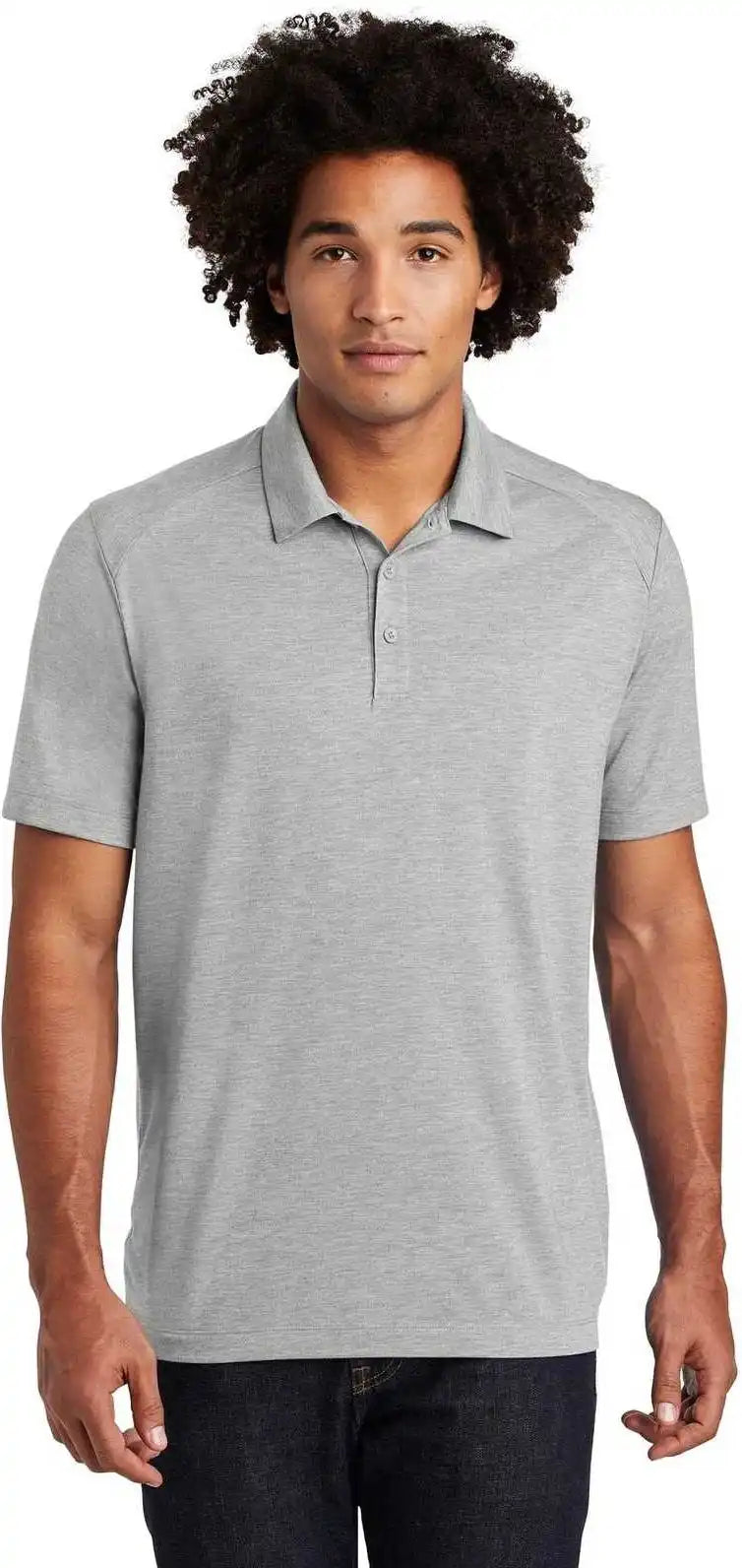 Sport Tek St405 Posicharge Tri Blend Wicking Polo Light Gray Heather