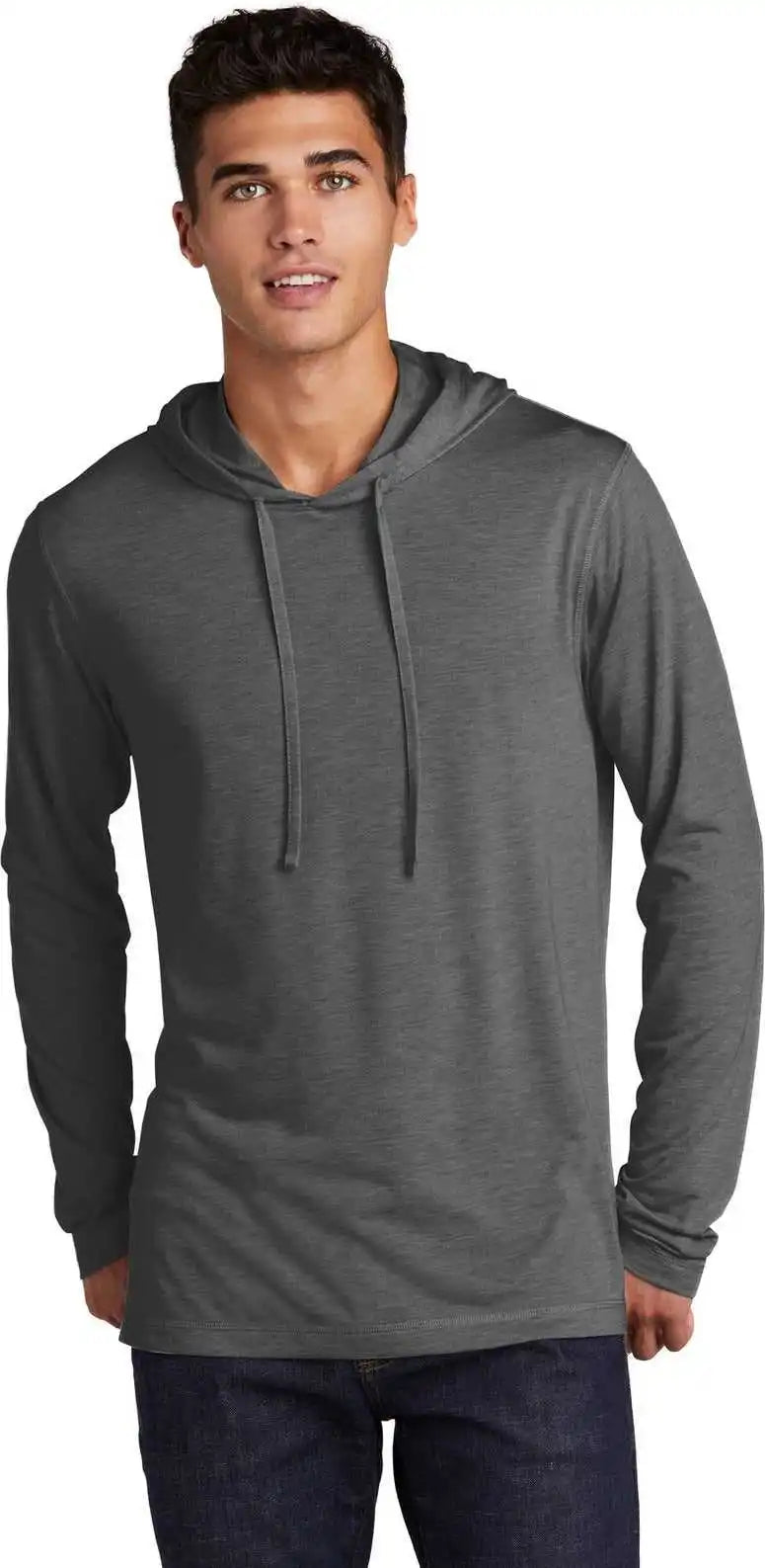 Sport-tek St406 Posicharge Tri-blend Wicking Long Sleeve Hoodie - Dark Grey Heather