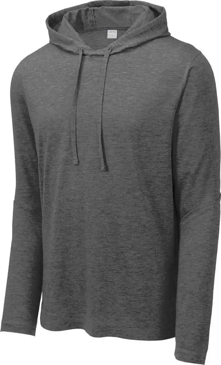 Sport-tek St406 Posicharge Tri-blend Wicking Long Sleeve Hoodie - Dark Grey Heather
