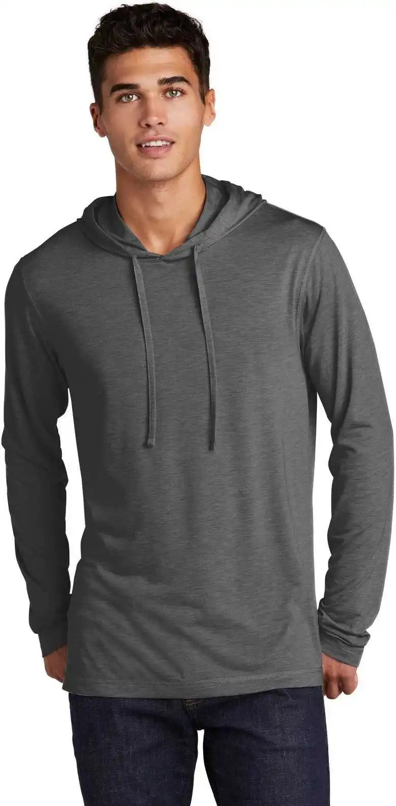 Sport-tek St406 Posicharge Tri-blend Wicking Long Sleeve Hoodie St406dark Gray Heather