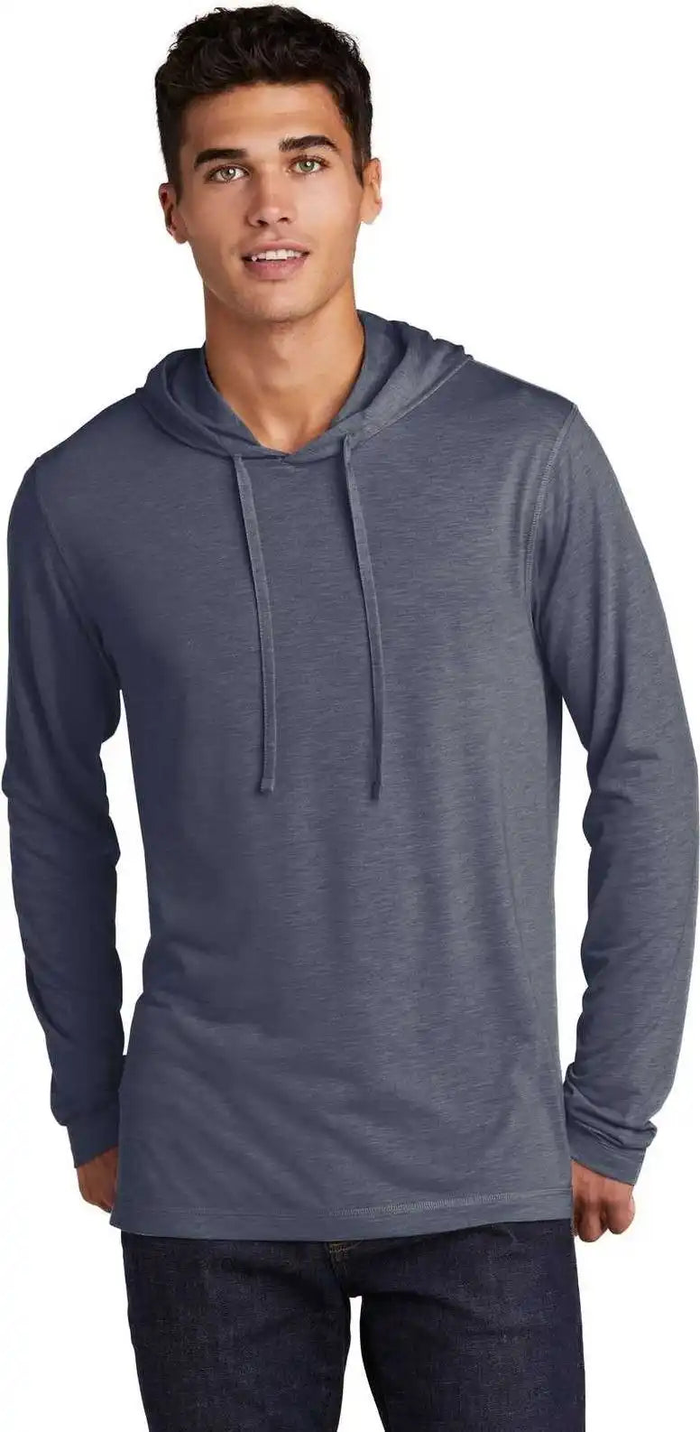 Sport Tek St406 Posicharge Tri Blend Wicking Long Sleeve Hoodie True Navy Heather