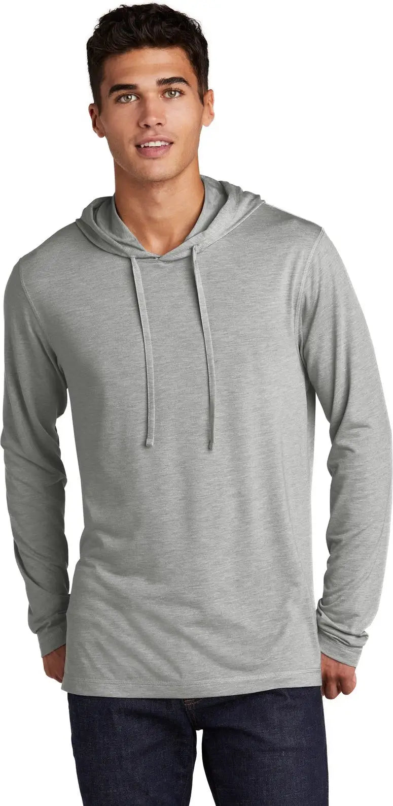 Sport-tek St406 Posicharge Tri-blend Wicking Long Sleeve Hoodie - Light Gray Heather - Adult Xs