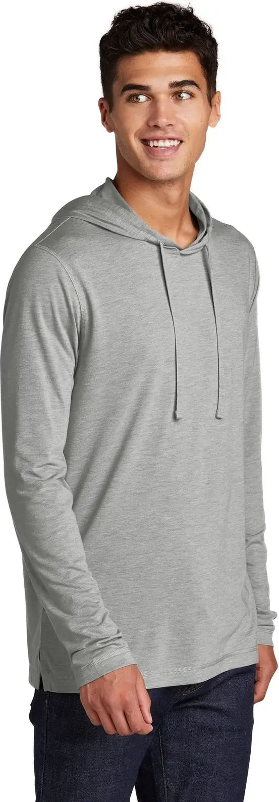 Sport-tek St406 Posicharge Tri-blend Wicking Long Sleeve Hoodie - Light Gray Heather