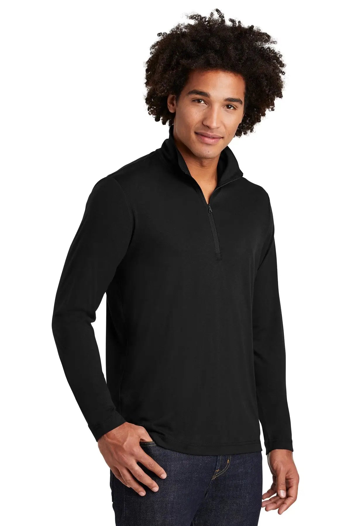 Sport-tek St407 Posicharge Tri-blend Wicking 1/4-zip Pullover - Black Triad Solid
