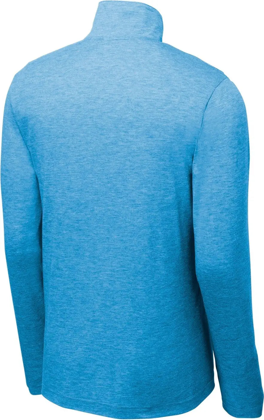 Sport-tek St407 Posicharge Tri-blend Wicking 1/4-zip Pullover - Pond Blue Heather - Adult Xs