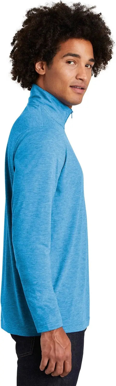 Sport-tek St407 Posicharge Tri-blend Wicking 1/4-zip Pullover - Pond Blue Heather