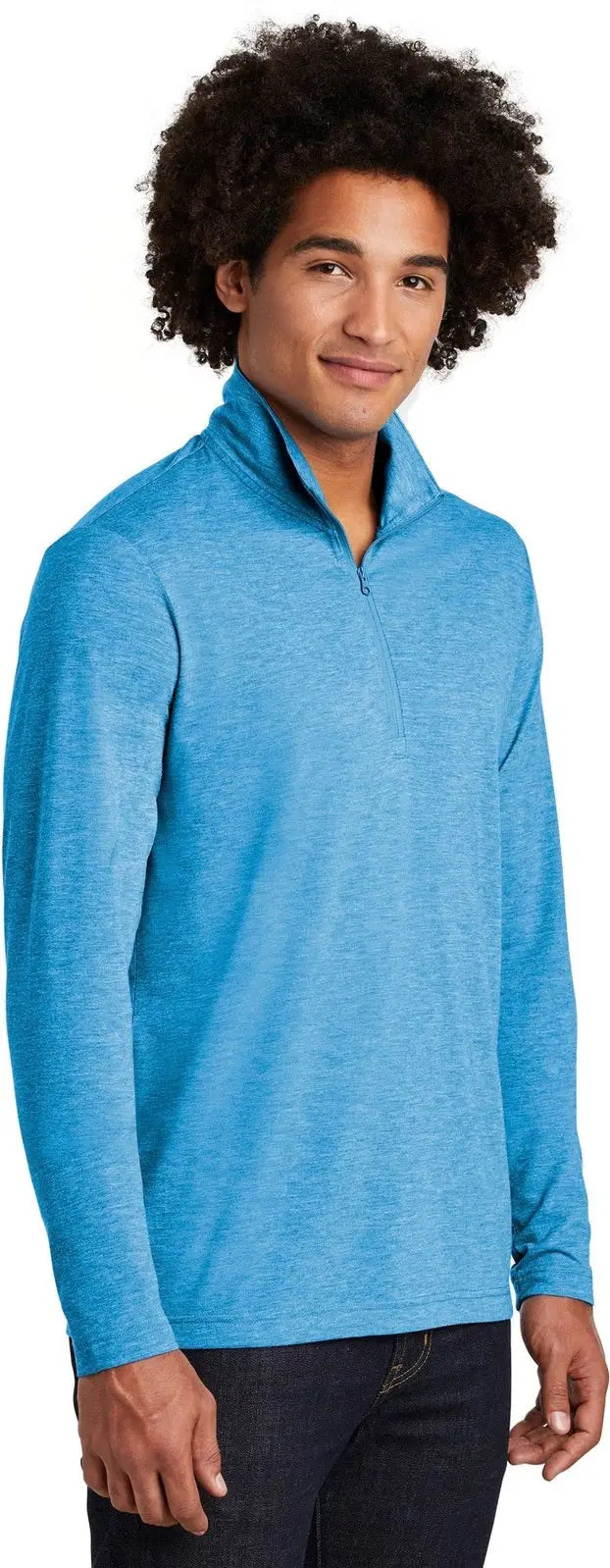 Sport-tek St407 Posicharge Tri-blend Wicking 1/4-zip Pullover - Pond Blue Heather